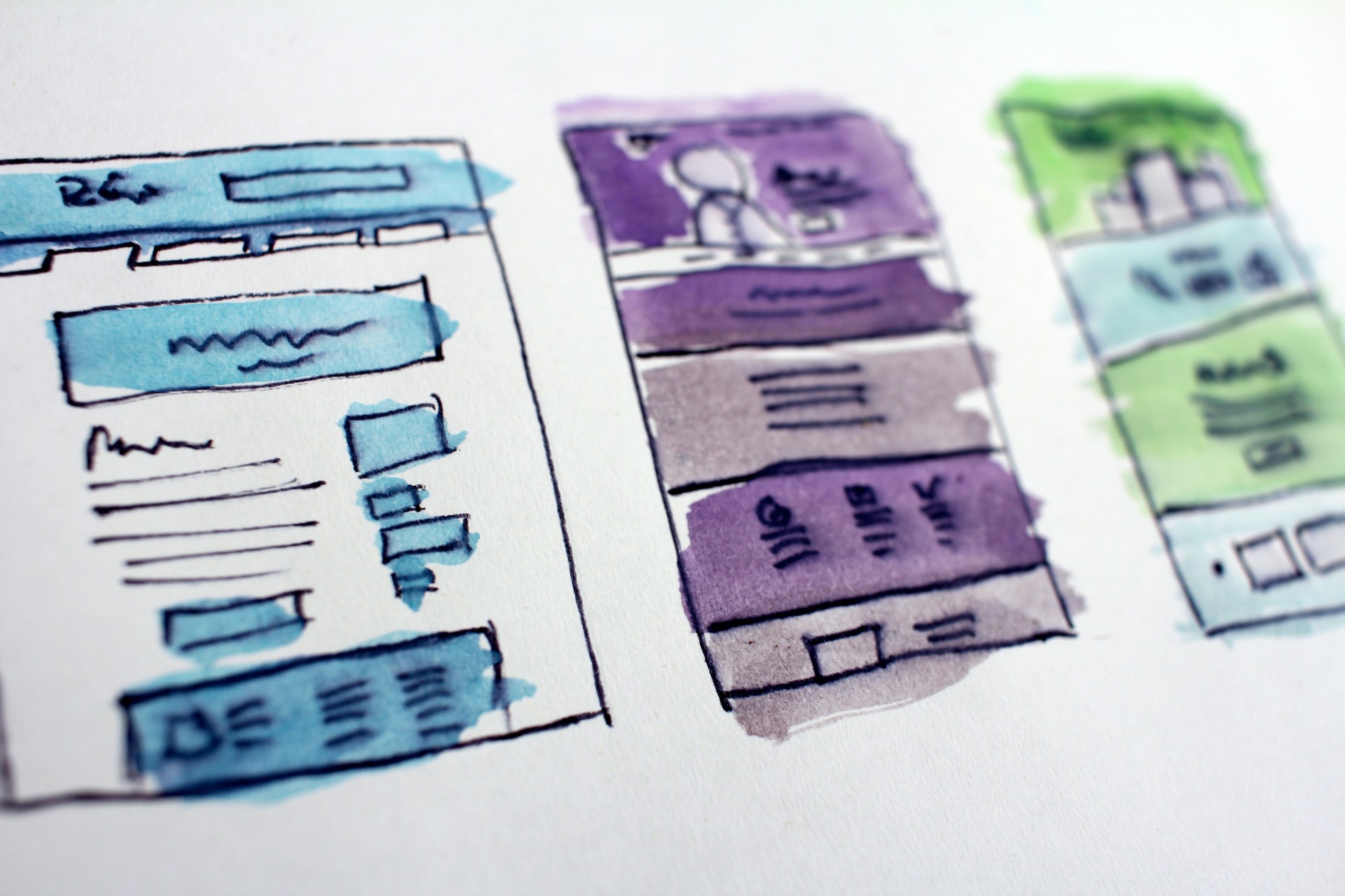 colorful sketches of website design